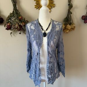 Indigo Thread Co. Lace Periwinkle Blue Cardigan